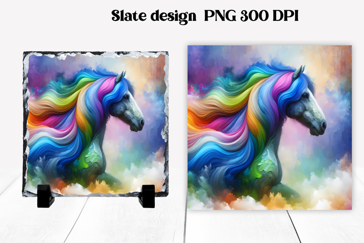 Rainbow horse slate sublimation | Farm animal PNG design
