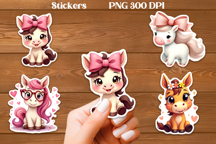 Cute horse stickers PNG | Cute farm animal sticker printable