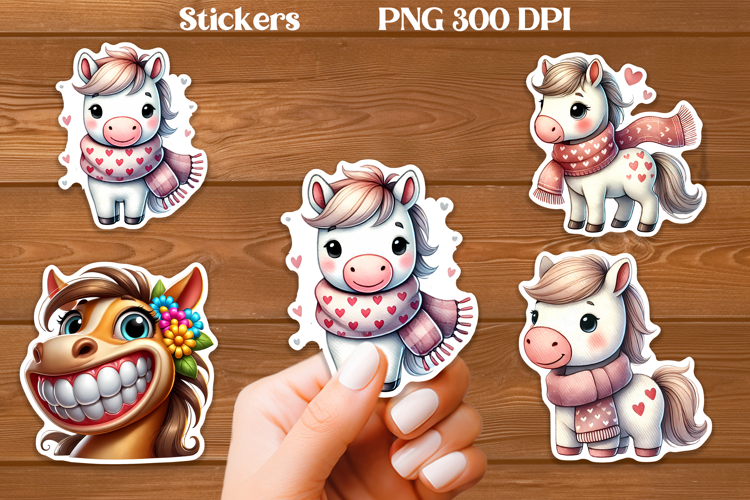 Cute horse stickers PNG | Cute farm animal sticker printable
