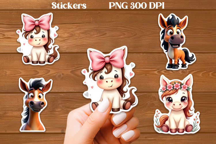 Cute horse stickers PNG | Cute farm animal sticker printable