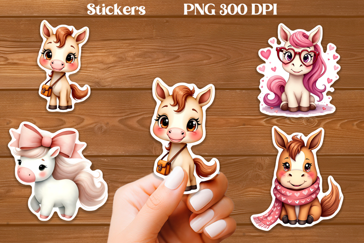 Cute horse stickers PNG | Cute farm animal sticker printable