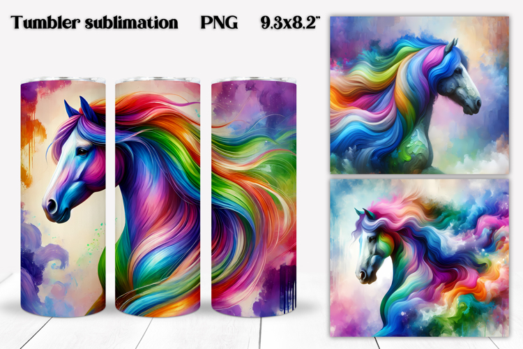 Rainbow horse tumbler | Animal tumbler | Tumbler wrap