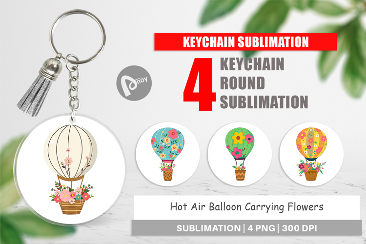 Keychain Floral Hot Air Balloon
