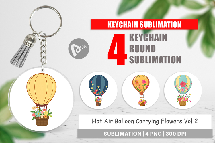 Keychain Floral Hot Air Balloon