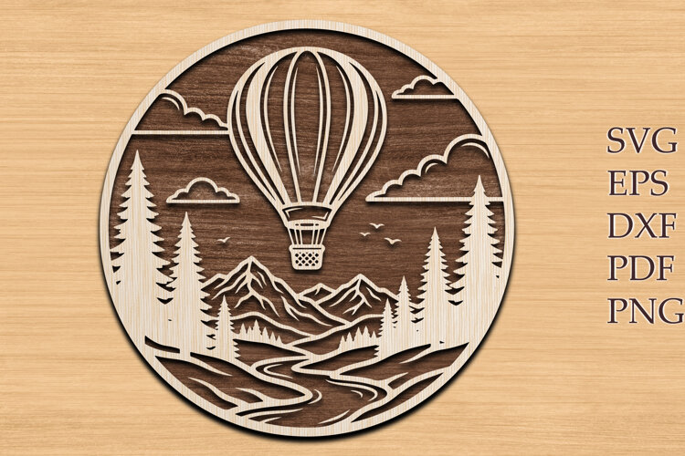 Hot Air Balloon Laser Cut SVG File example image 1