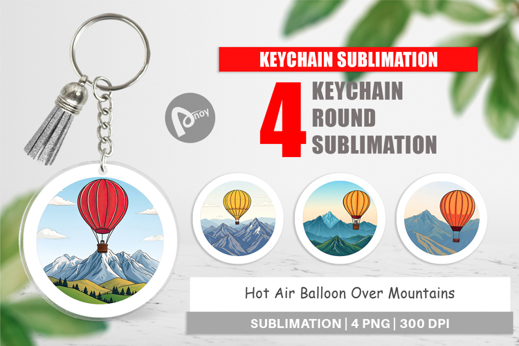 Keychain Mountain Hot Air Balloon