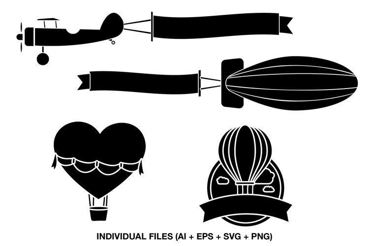 Hot Air Balloon SVG, Airplane Banner Travel Clipart