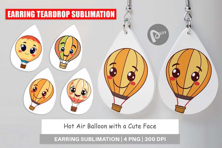 Earring Smiling Hot Air Balloon