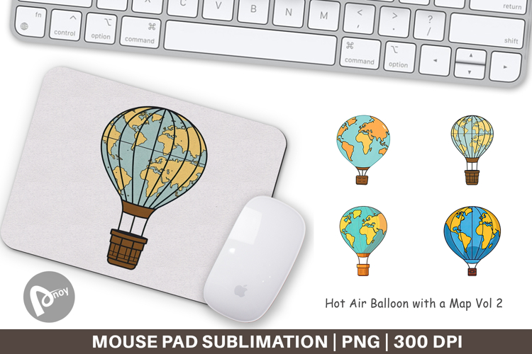 Mouse Pad Map Hot Air Balloon