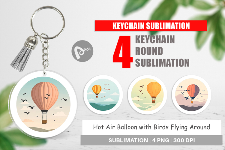 Keychain Bird Hot Air Balloon
