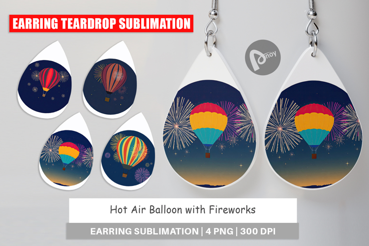 Earring Fireworks Hot Air Balloon
