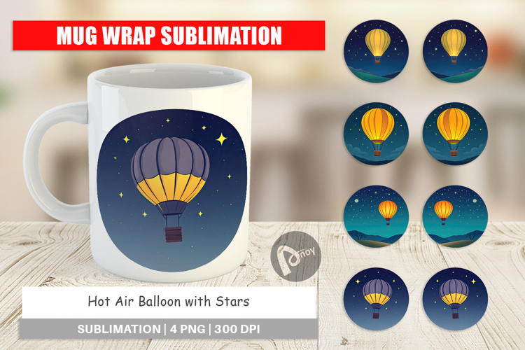 Mug Wrap Starry Hot Air Balloon
