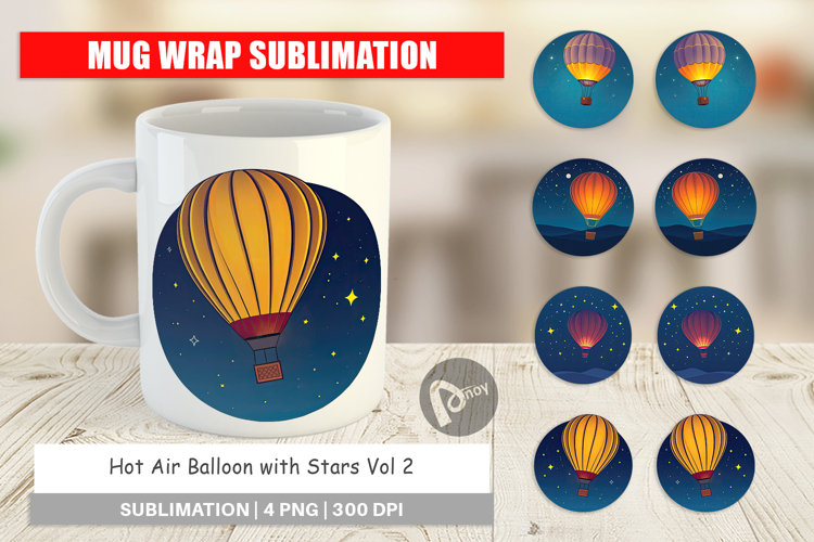 Mug Wrap Starry Hot Air Balloon