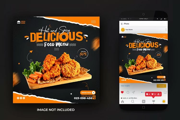 Hot and Spicy Food Menu Social Media Promotion Post Template