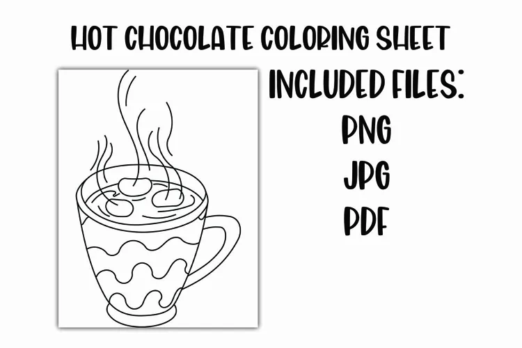 Hot Chocolate Winter Coloring Sheet for Kids