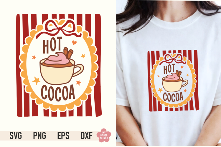 Hot Cocoa SVG PNG | Retro Coffee Mug Sublimation Design