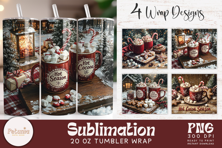 Hot Cocoa Season Tumbler Wrap |Christmas Tumbler Wrap