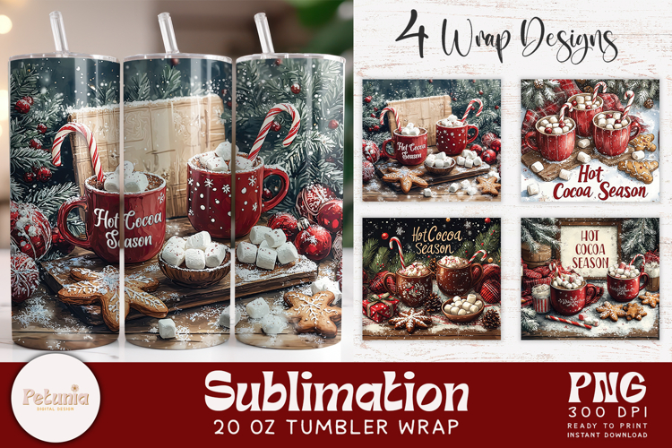 Hot Cocoa Season Tumbler Wrap |Christmas Tumbler Wrap