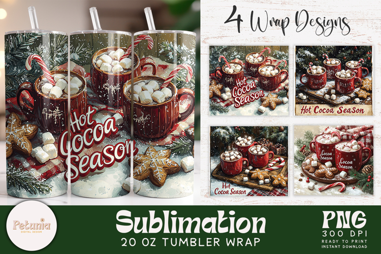 Hot Cocoa Season Tumbler Wrap |Christmas Tumbler Wrap