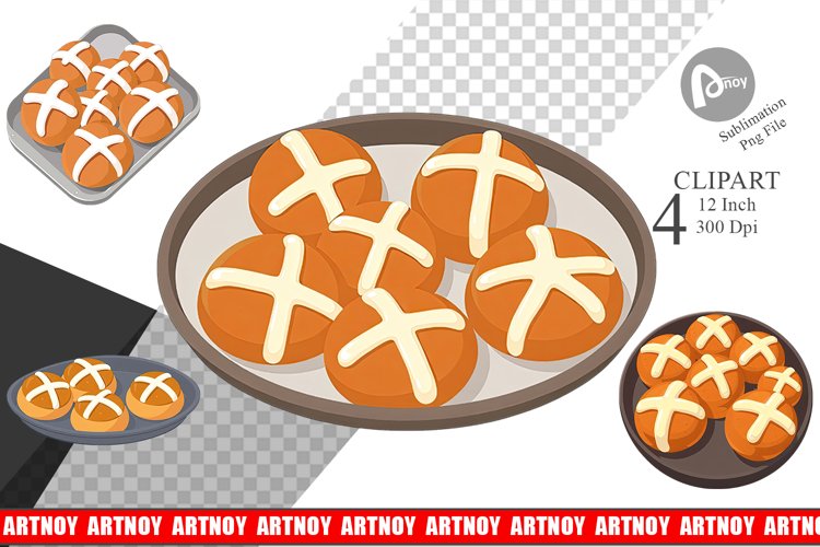 Hot Cross Buns Clipart example image 1