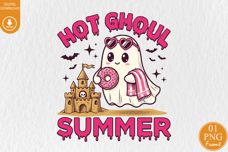 Hot Ghoul Summer PNG, Cute Ghost Halloween Design