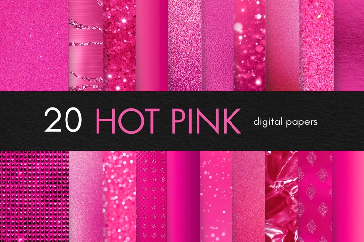 Hot Pink Digital Paper, Bright Pink Backgrounds, Fuchsia