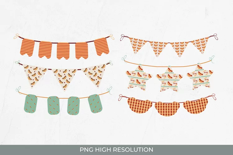 Hotdog Vintage Bunting Banner Set