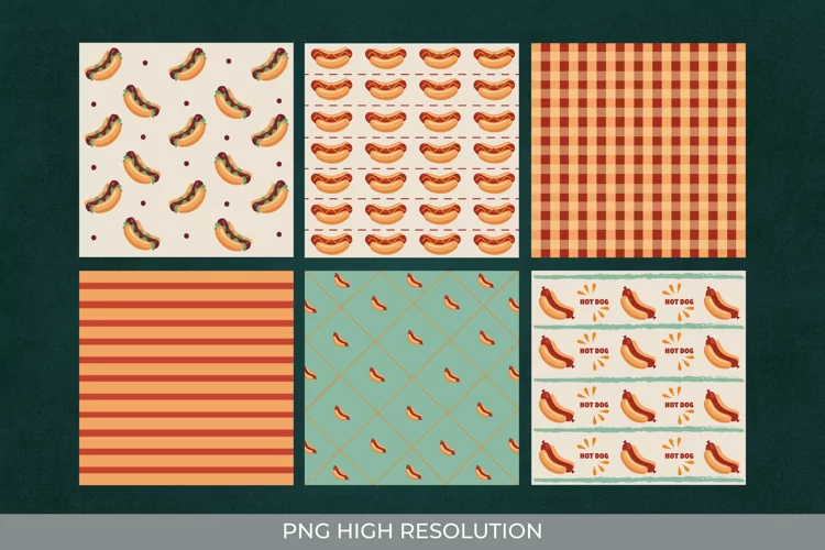 Hotdog Vintage Pattern Paper Pack