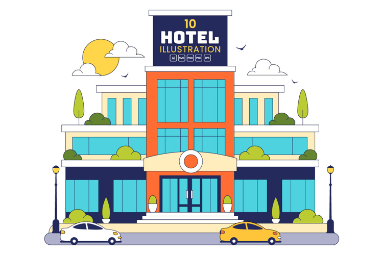 10 Modern City Hotel Building Illustration