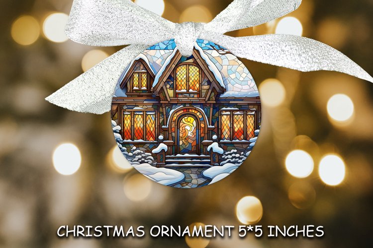 Winter Landscape Stained Glass Ornaments example image 1