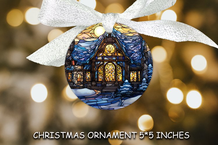 Winter Landscape Stained Glass Ornaments