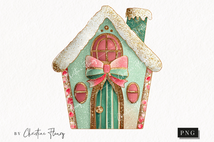 Brush Stroke Christmas House Clipart | Preppy Christmas PNG