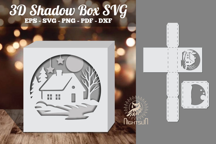 House in Forest Papercut Shadow Box