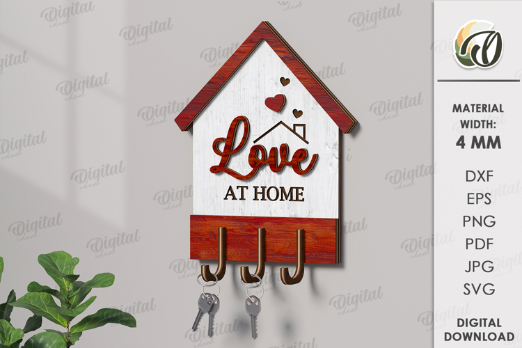Layered House Key Holders Laser Cut. Key Holders SVG