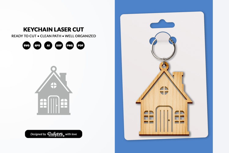 House Keychain SVG - Home Key Laser Cut File