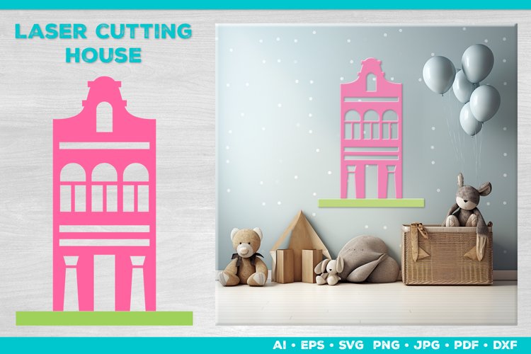 Enchanting Wooden House Laser Cut Template for Kids Room example image 1