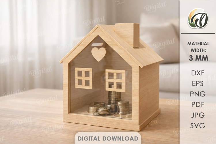 House Money Bank Laser Cut. Saving Box SVG