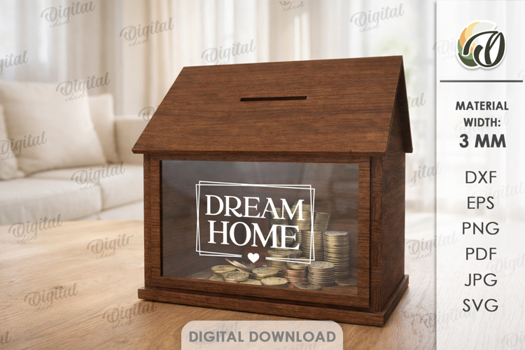 House Money Bank Laser Cut. Saving Box SVG