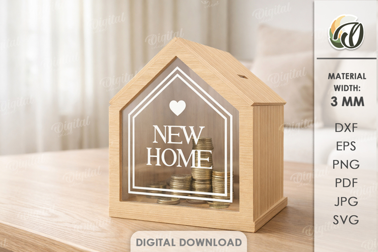 House Money Bank Laser Cut. Saving Box SVG