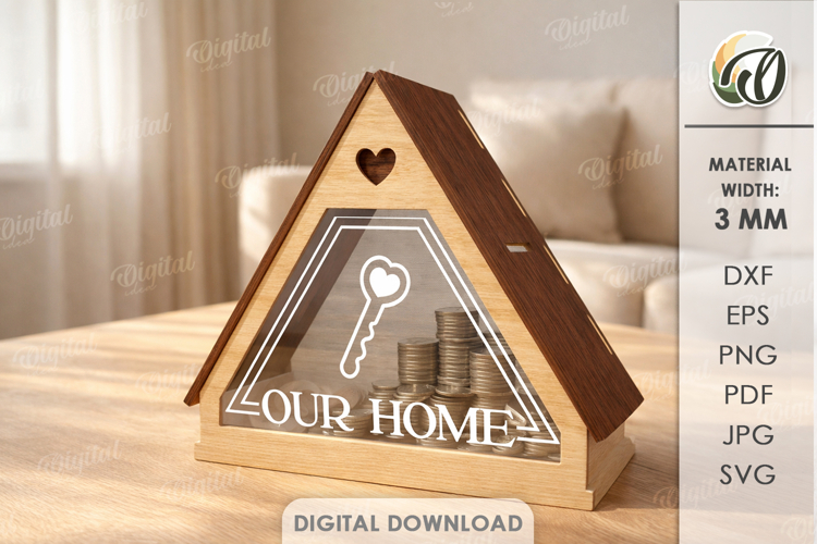 House Money Bank Laser Cut. Saving Box SVG