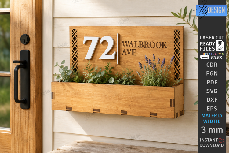 Modern House Number Sign Laser Cut | Wall Address Plaque