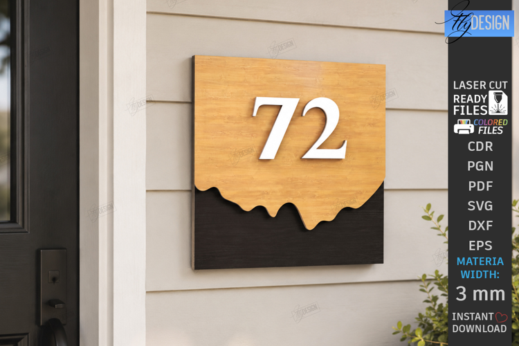Modern House Number Sign Laser Cut | Wall Address Plaque