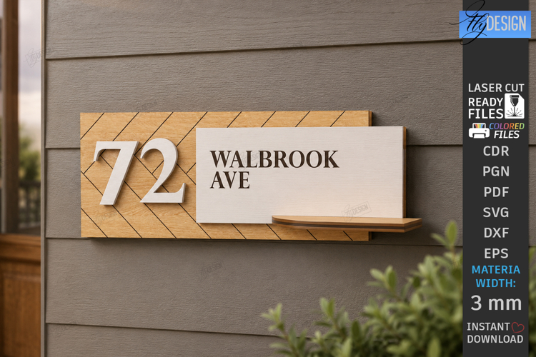 Modern House Number Signs Laser Cut | Wall Address Plaque