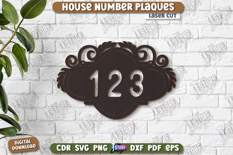 House Number Plaques Laser Cut | Carved Outdoor Number |CNC