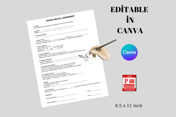 House Rental Agreement, One-Page Residential Contract