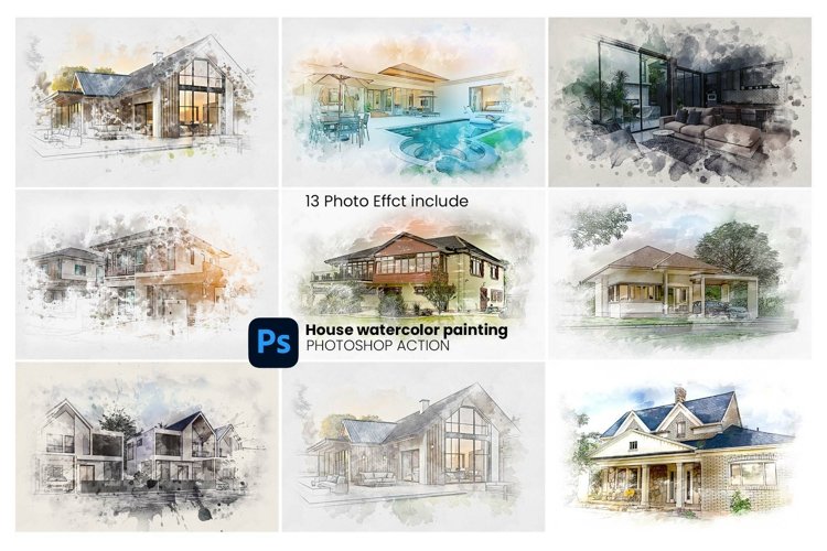 House Watercolor Painting example image 1
