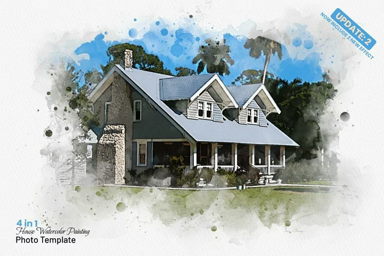 House Watercolor Painting Effect