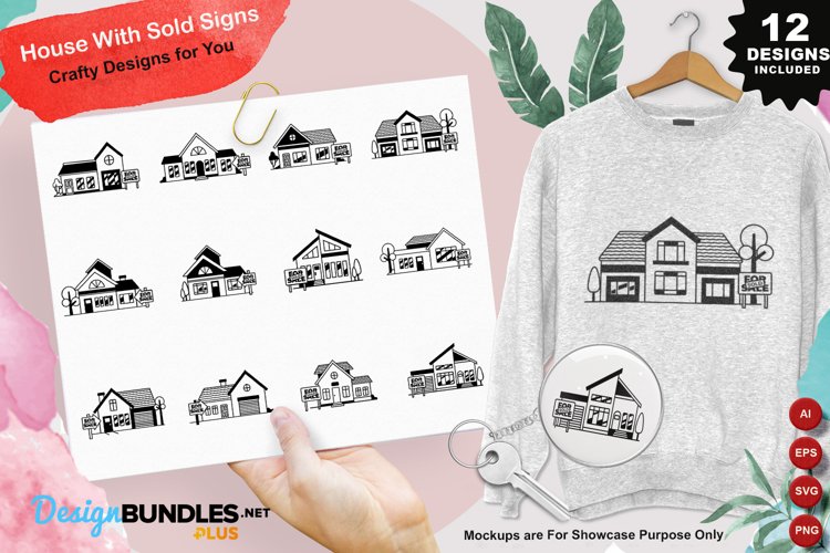 House With Sold Signs Clipart Set