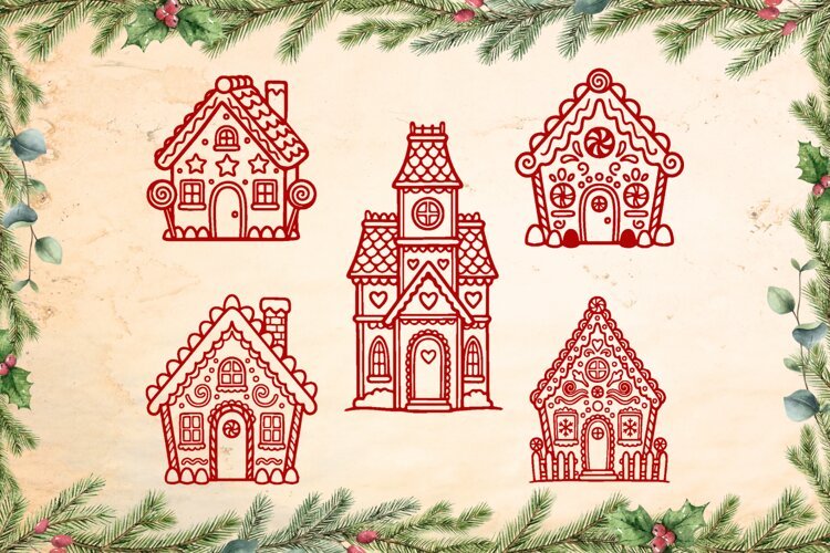 Gingerbread Houses SVG collection example image 1