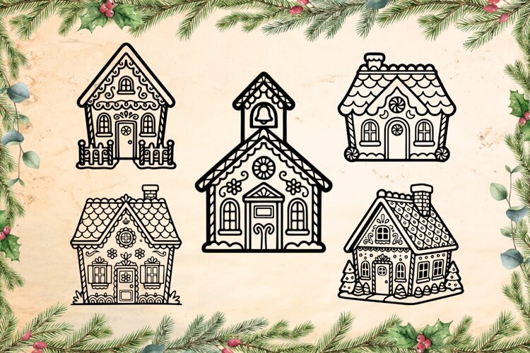 Gingerbread Detailed House SVG Collection example image 1